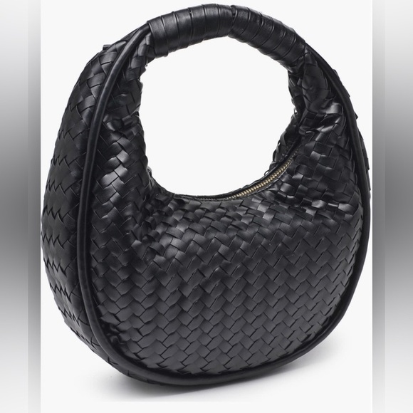 Moda Luxe Handbags - MODA LUXE-Woven Circle Shoulder bag-Black-NWT